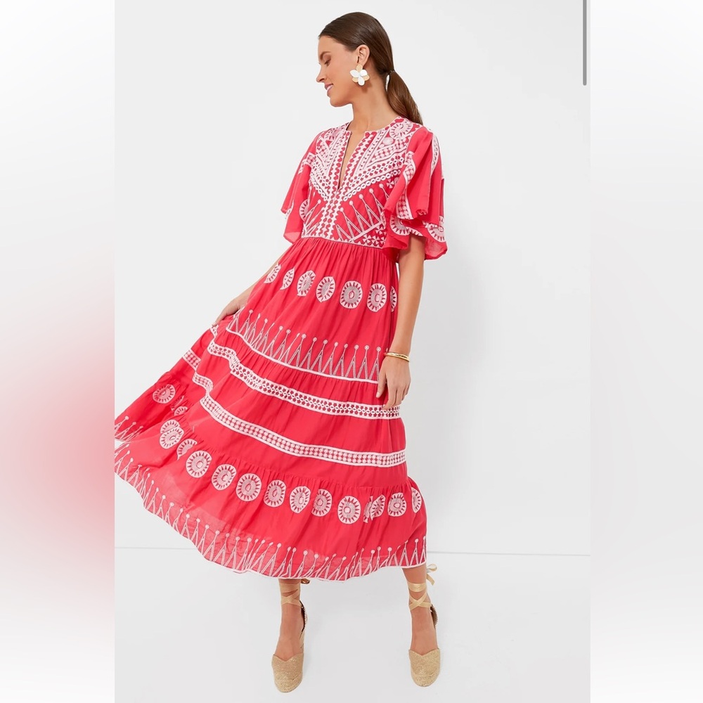 NWT Oliphant Red V-Neck Maxi Dress